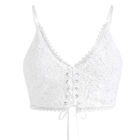 Cider White Lace Corset Crop Top Size 1X NWT Castlecore Fairycore Renaissance - Picture 1 of 10